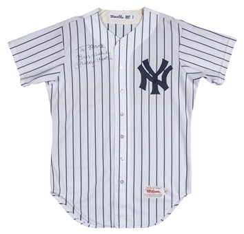 1986 Mickey Mantle Signed & Inscribed New York Yankees #7 Jersey (JSA)